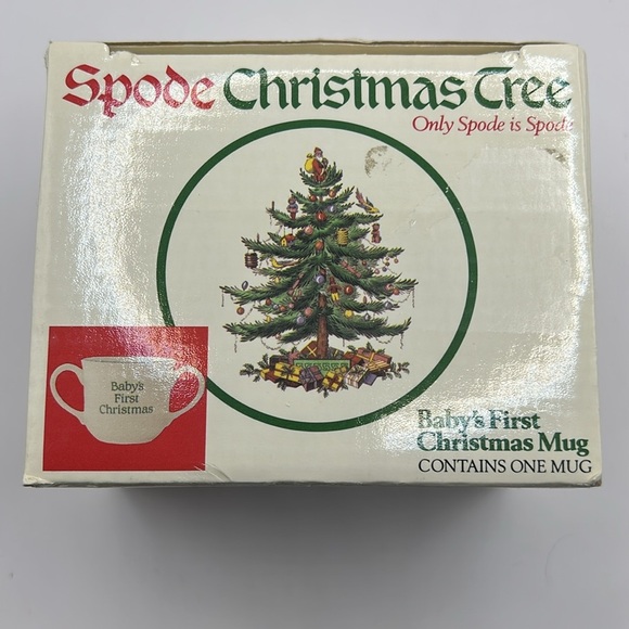 Spode Christmas Tree Baby 1st Christmas Mug with Green and Red Accents - Picture 7 of 13
